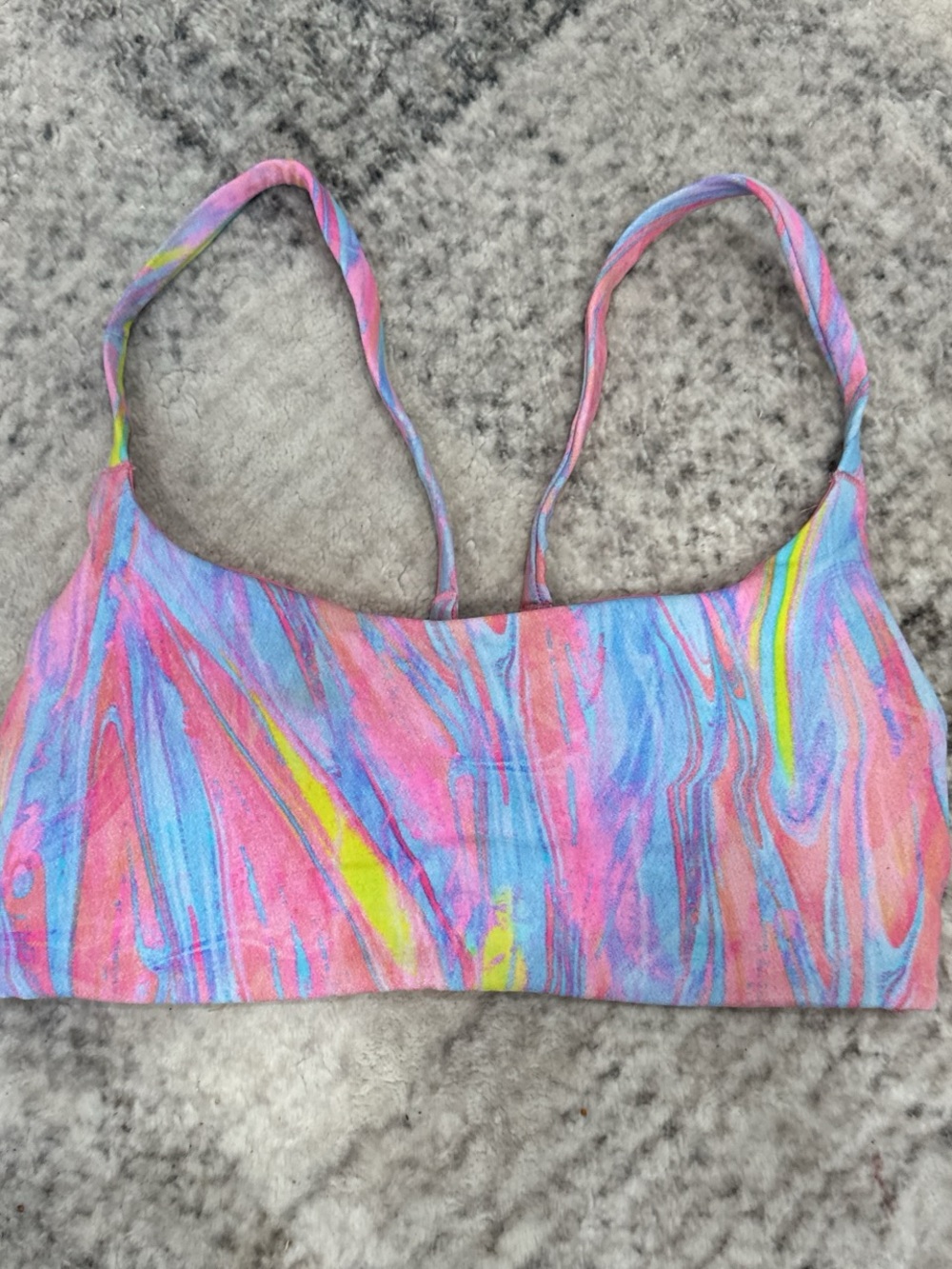 Lululemon Marbled Multicolor Crop Tank Top - Pink Blue Yellow